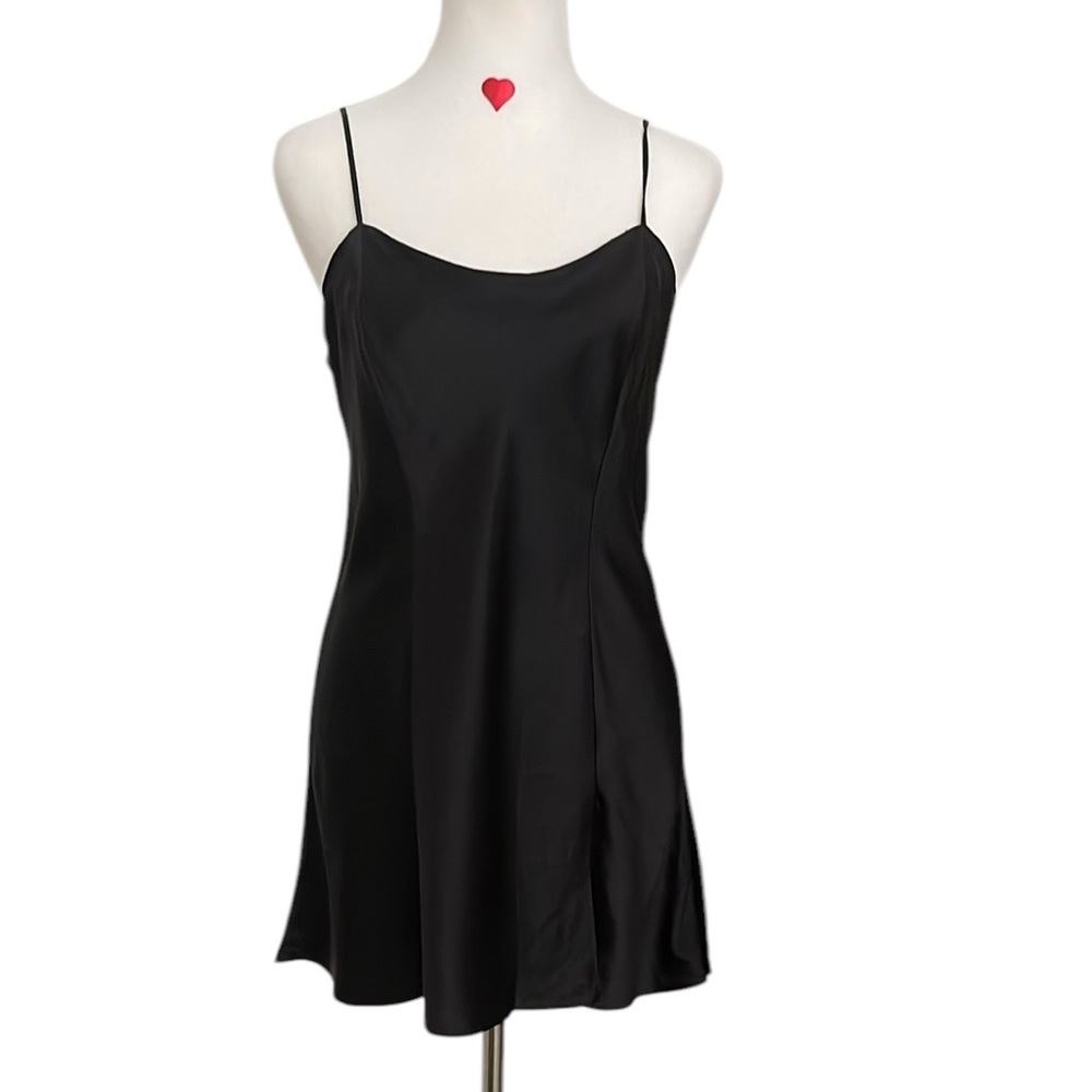 Victoria Secret black 100% silk slip dress
